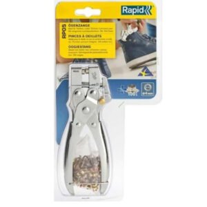 RP05 4mm Eyelet Plier with 100 Eyelets – Manual Heavy Duty Steel – Silver (Model 5000407)