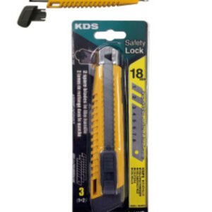 L-11YE Safety L Utility Knife – 18mm Retractable Blade, Ergonomic Yellow Handle