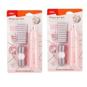 H027-01 Electric Eraser Pen Macaron, Cordless, Precision Erasing, Pink – Drawing & Sketching Pack of 2