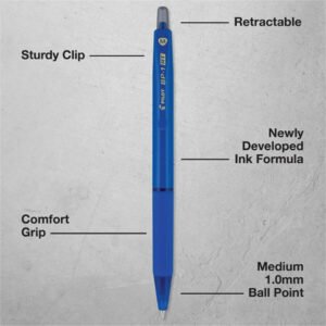 BP-1 RT-M-BL Medium Retractable Ball Pen, 0.7mm, Blue, Pack of 2, 24Pcs