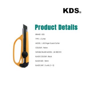 L-30 18mm Finger Guard Cutter Screw Lock Utility Knife (1+2 Blades) – Yellow