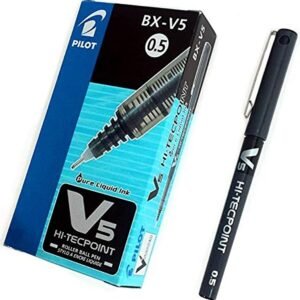Bx V5 Black Hi-Tecpoint Extra Fine Rollerball Pen 0.5Mm Pack Of 12