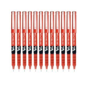 Bx V5 Red Hi-Tecpoint Extra Fine Rollerball Pen 0.5Mm Pack Of 12