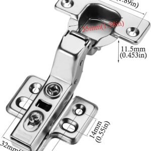 Type-C Inset Cabinet Hinges (4 PCS Set) – Soft-Close European Style, 110° Opening, 35mm Concealed Hinges for Frameless Cabinets with 16 Stainless Steel Screws