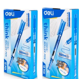 Roller Pen EQ300-BL 0.5mm Fine Tip, Quick Dry, Smudge-Free Writing, Pack of 2 x 24Pcs, Blue Ink