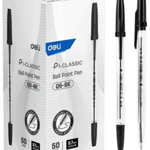 Q6 Smooth Ballpoint Pen 50-Pieces, 0.7 mm Size, Black