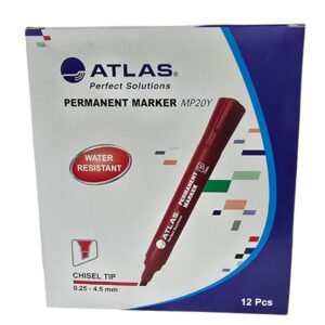 Permanent Marker, Chisel Tip, Red Ink-Pack of 12, Quick-Drying, Water-Resistant, Fade-Resistant, Low Odor, MP20Y-0.25-4.5mm