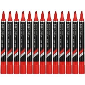 Think Permanent Markers Chisel Tip U101-1.5-5 mm Red Quick Dry Low Odour Pack of 12