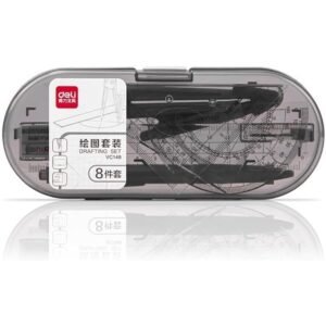 VC148 Drafting Set - 8-Piece Kit with Mechanical Pencil, Precision Drawing Tools, Black