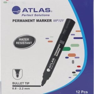 Permanent Marker, Bullet Tip, Black Ink- Pack of 12, Quick-Drying, Water-Resistant, Fade-Resistant, Low Odor, MP10Y-0.8-2.2mm