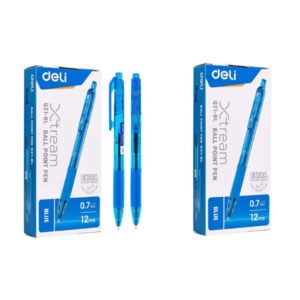Ball Point Pen Q21-BL Mini Tip 0.7mm Blue Ink, Retractable, Soft Grip, Pack of 2-24Pcs Blue